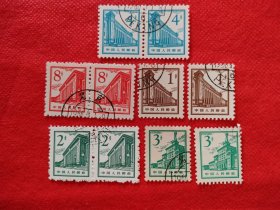 60年代老邮票，2套邮票，一套5张，有3种是连体票，如图。