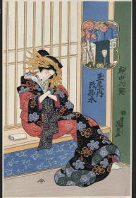 日本浮世绘木版画 古法手摺日料装饰画葛飾北斎 美人画