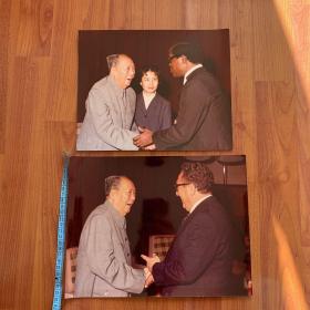 毛主席接见外宾照片 2张巨幅原照 吕厚民拍摄