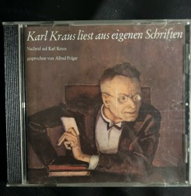 奥地利杰出现代作家卡尔.克劳斯karl kraus朗读自己作品的片段录音合辑，极为珍贵的历史性录音，从1909年到1926年左右的录音。图七和八用微信翻译的内页。附有奥地利记者、戏剧评论家alfred polgar朗读的他的《墓志铭》，原版cd盘面完好，珍稀！