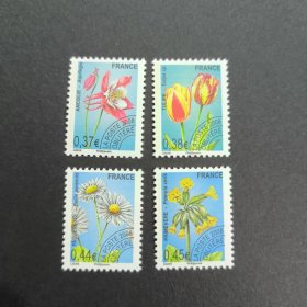 Fr707法国2008年预销票 花卉植物 郁金香等 外国邮票 新 4全 小票 2枚有压痕