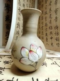 粗陶彩绘花瓶，文房茶室雅器