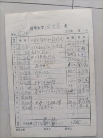 清华大学体育组国库券表：苏应惠、夏翔、王英龙、杨道崇、翟家钧、王维屏、李鹤云、孙建国、汪泗、冯莲丽、吴钧岑、周玉英签名