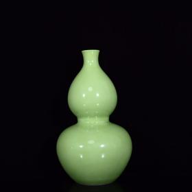 清乾隆苹果绿釉葫芦瓶27.5*15厘米古董古玩古瓷器收藏