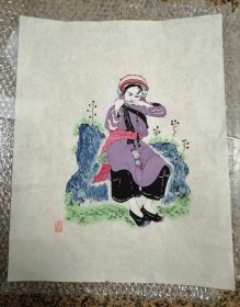 《吹口琴的少女》黄永玉木刻作品