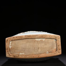元甜白釉贴塑狮子滚绣球四系扁瓶 40*31厘米