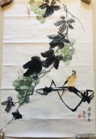 古琴名家、金陵花鸟画代表张正吟葡萄小鸟