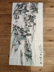 名人名家 黄宾 虹山水国画 软片尺寸:136x68(cm)，大拍原作带画集。(J20421#)