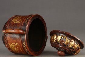 明 铜胎鎏金夔龙纹龙首耳熏炉