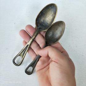 清代铜勺铸造精黄铜调羹汤勺药勺铜瓢西餐勺儿童饭勺香炉铲