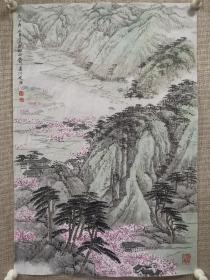 宋文治先生国画精品两幅，每幅尺寸68x45厘米，《皖南山村小景》等两幅，保真