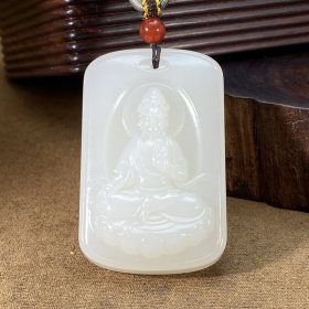 苏工，秒杀正装观音牌一级白新疆和田玉作品，42.72g，观音，玉质油润，莹润大气，高浮雕工艺，尺寸约52.32.11，有国检证书。34536Y240430