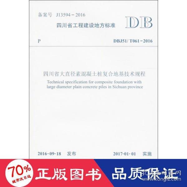 四川省大直径素混凝土桩复合地基技术规程（DBJ51/T061-2016）/四川省工程建设地方标准