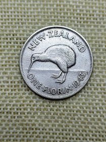 新西兰1弗洛林银币 1943年乔治六世 原光好品 dyz0079
