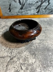80年代，宜昌美陶三足水仙盆一只