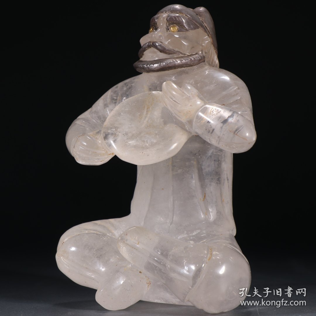 点击查看原图 清代 水晶嵌银胡人摆件