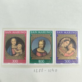 SAN129圣马力诺邮票 1983年 圣诞节拉斐尔绘画 新 3全 雕刻版