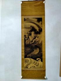 【日本回流】原装旧裱 佚名国画作品一幅，缺一个轴头，（纸本立轴，尺寸：115*42，款识：枟园）