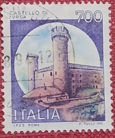 【意大利邮票】城堡普票700里拉信销 伊夫雷亚城堡
