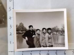 60年代四帅哥佩戴毛主席像章合影照片(昆明八中毕业学生夏春涛相册)