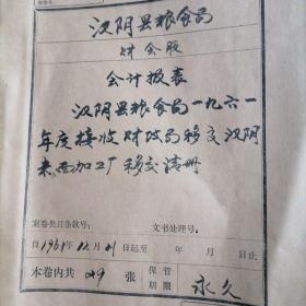 汉阴县粮食局＜1961年度接收财政局移交汉阴米丶面加工厂（移交清册）