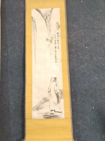 清代老画老画李白观瀑布图