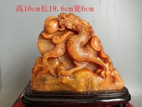 清代老田黄石龙摆件