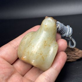 和田玉高古玉神鸟喜从天降