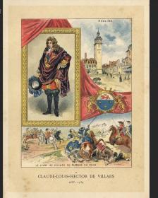 1889年法国套色石印版画 军事政治维拉尔