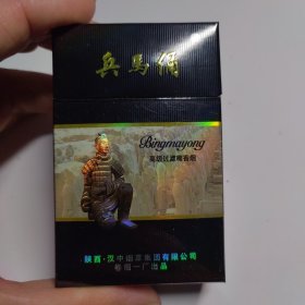 兵马俑烟标烟盒青色陕西汉中烟草