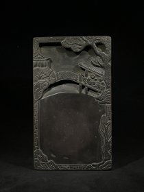 兰亭告会紫端砚，雕工细致，重约4075g，23.4×13.2×5.5cm