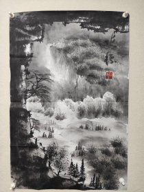 纯手绘山水作品一幅，放漏