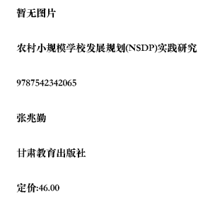 农村小规模学校发展规划(NSDP)实践研究张兆勤甘肃教育出版社