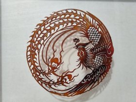 皮影静态皮影丹凤朝阳传统手工艺非物质文化遗产牛皮雕刻尺寸直径25厘米标价就是卖价不包含画框