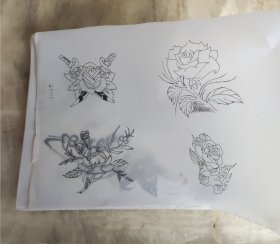 美术工艺泉州林加辉透明腊纸钢笔绘图稿样花种鱼虫人物等等共计80张一叠厚打包价。35元。