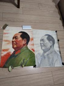 包手绘非印刷品 毛泽东画像（军装象） 绘画一张   附  同图素描画一张