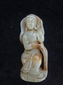战汉和田白玉人把件