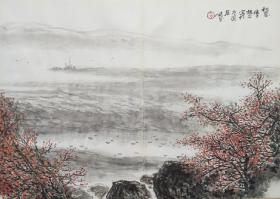 中国画手绘:秋思(册页画分帧，纸质白卡纸，尺寸:69✘50cm)