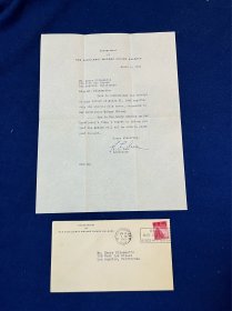 1943年宋美龄英文秘书签名落款信件一通，带函