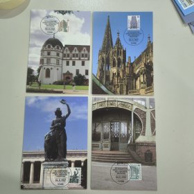 GERcard1德国西柏林邮票1987年普票.名胜古迹.建筑遗产.雕塑 4全 外国极限片