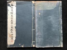 徐世昌、林森题签《乔松茂荫慈竹春晖二图征文》之诗文画集，16开两册全。上海赵锡恩为其父母造像以表其孝思，请江西上饶黄起凤（黄晓汀）画成《乔松茂荫》、《慈竹春晖》二图，向知名文人学者广征诗文、绘画，集成此册。名家数十，绘画数十，诗文近百，陈夔龙，吴佩孚、黄伯度、张一麐、许世英、颜惠庆、孔祥熙 、熊希龄等