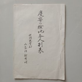 手钞本 《慶安の捡地各人别表》