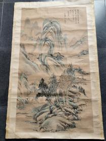 清末著名画家储才
储才，号蛟川野农。江苏荆溪人，清末孝廉。工诗书，善山水。笔意萧疏，丘壑幽静。著诗集《茅亭吟》等。详《荆宜续志》。
老镜片，文物店旧藏。
尺寸：136*76cm