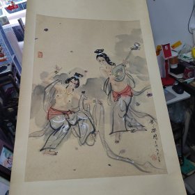 罗来瑛 国画人物一幅 画心尺寸66*46CM