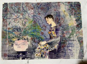 保真保手绘。水彩一张，品相如图。画心尺寸（52*37）cm，货号：L441