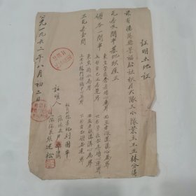 1962年，德阳县人民公社，土地证明1张