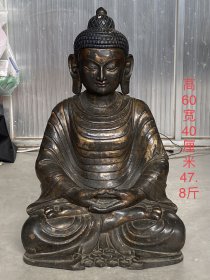 铸铜刷金坐佛一尊，精品完美