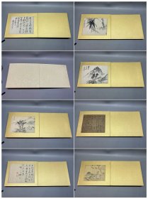 【深草元政，田能村直入，龟田鹏斋，泷和亭，大沼枕山，秦藏六，春木南湖，冈田半江，加藤千浪等，老册页一本】 名称:字画【古筆画帖12图】老作品， 作者：自查 材质:纸本绫裱册页，木盒 规格:18*25左右不一（画心尺寸cm） 28*35(册页尺寸cm) 品相:如图 老旧，黄斑，褶皱，破损缺肉，虫蛀等