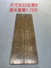 清代雕刻美女铜镇尺一对，纯手工雕刻，保存完整，品相尺寸如图，全品，