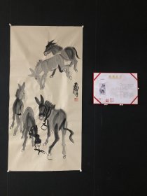 235【黄胄】驴，三尺画芯纯手绘作品，规格100*50厘米，一物一图，带水印，带证书！